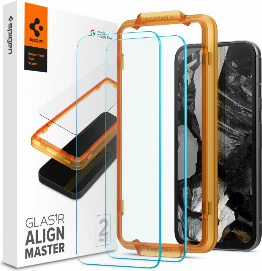 Kaljeno zaščitno steklo za zaslon, Spigen Glas.tR AlignMaster za Google Pixel 8A, 2 kosa