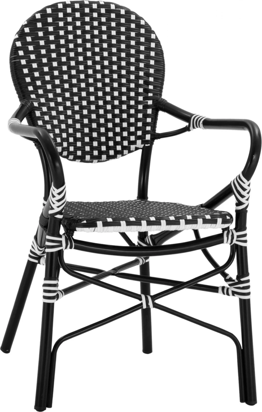 Aluminijasti naslanjač videza bambusa s črno-belim pletenjem FH5793.02 56X63X96Y cm