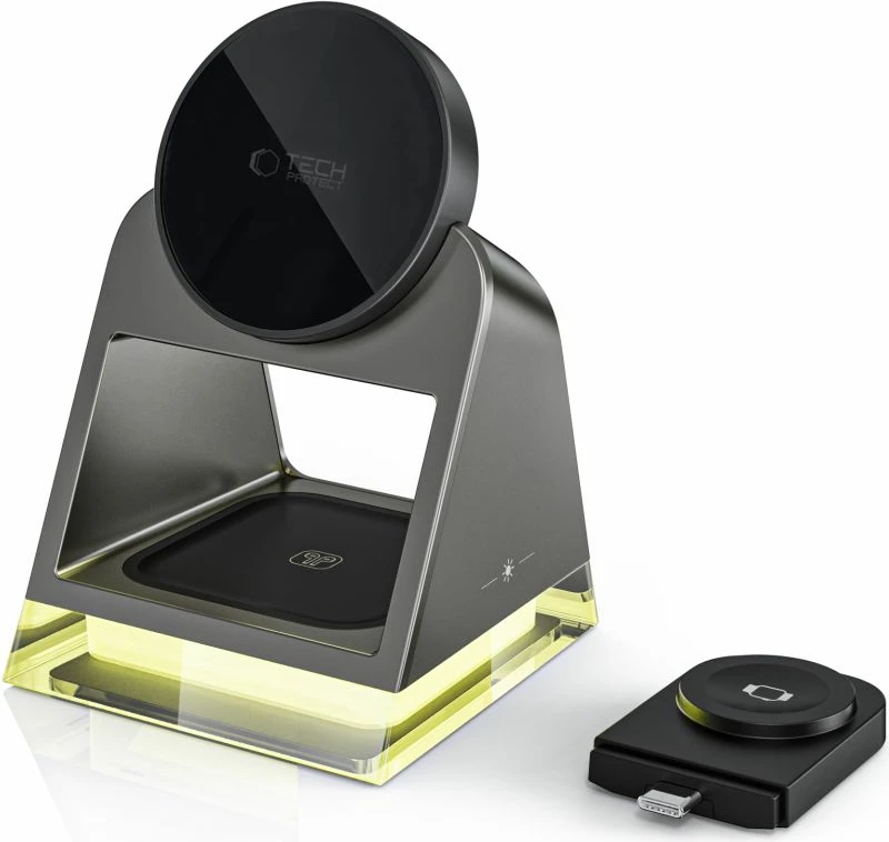 Brezžični polnilec 3-v-1 z MagSafe Tech-Protect QI15W-A43, za Apple, črn