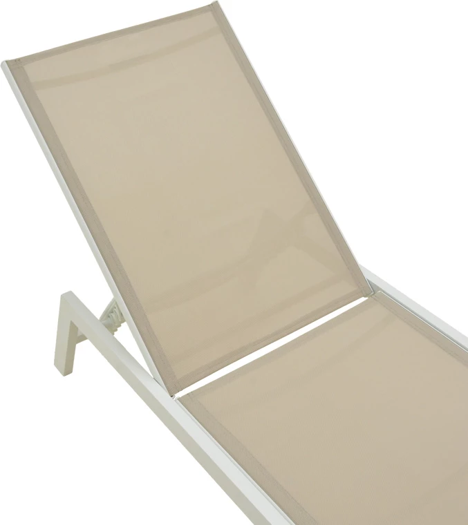 Ležalnik iz aluminija in textilena, bež in bel, Boka, 60x192x31 cm