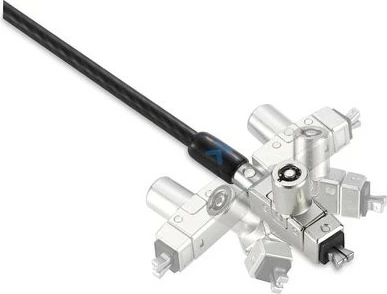 Varnostni kabel za prenosnik Kensington Slim N17 2.0, z ključem, z dvojno glavo, za wedge režo, jeklo, črno/srebrno