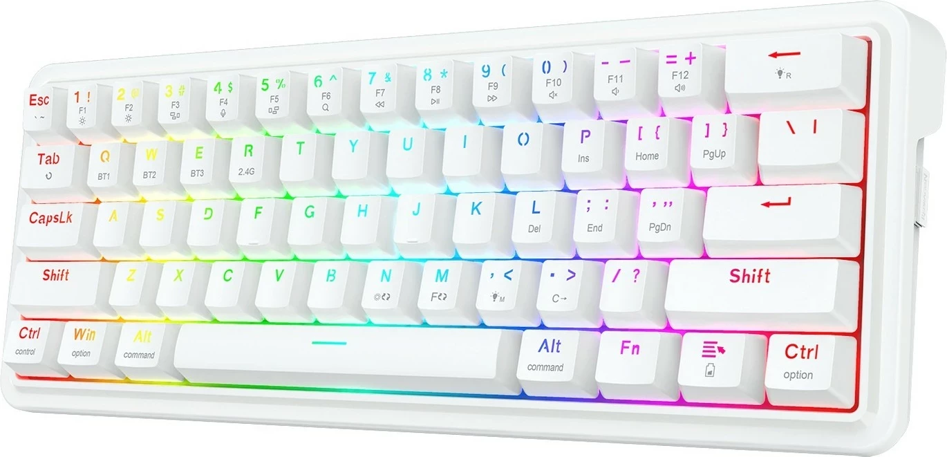 Mehanska tipkovnica Redragon Draconic V2 K730W-RGB-PRO, 60 %, RGB, brezžična/žična, bela