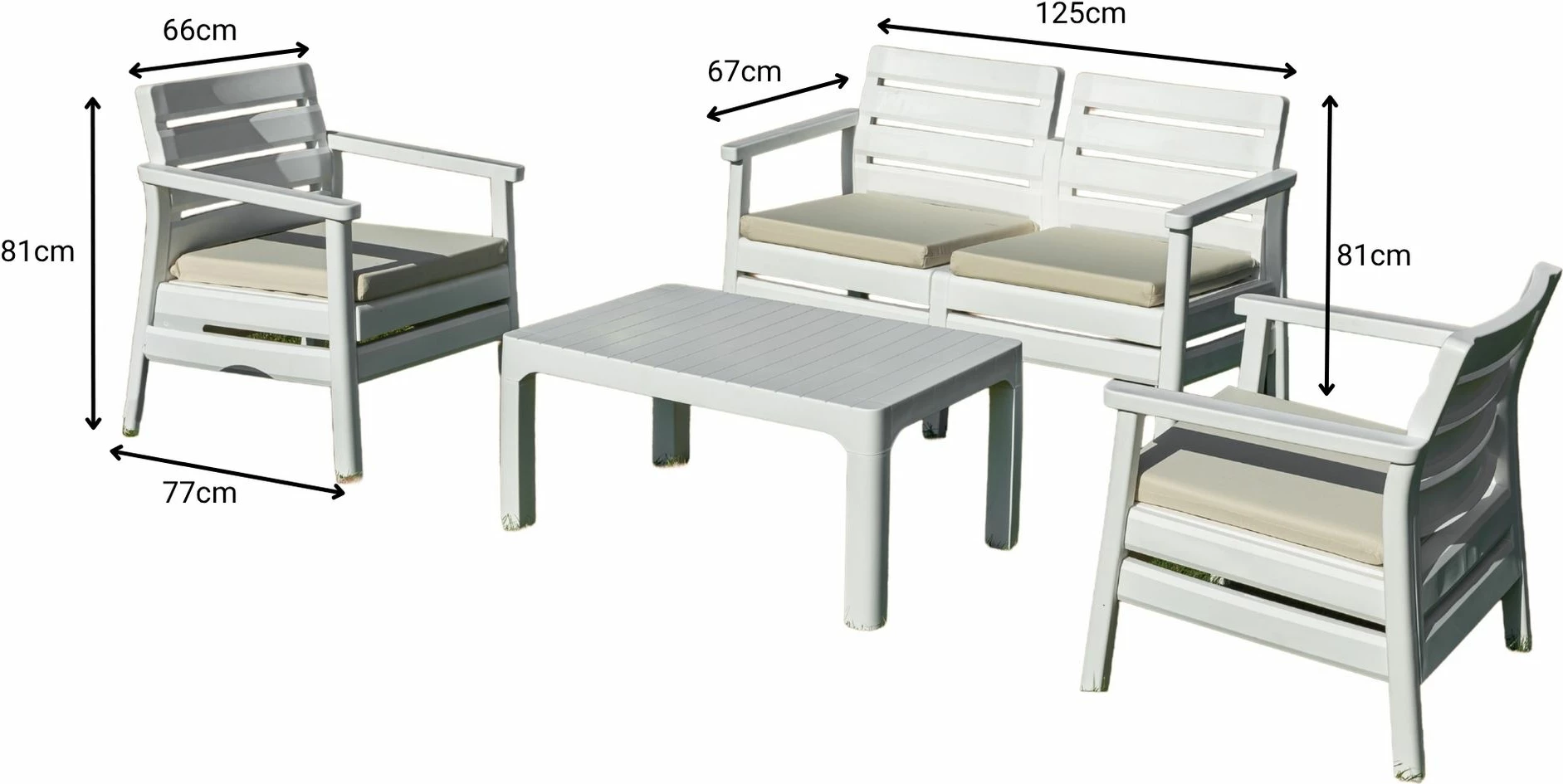 Vrtni lounge set, bel, Skye Decor, Solemare