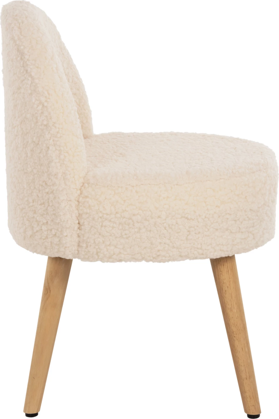 Stol YASMINE FH8395.23 nizek naslon - tkanina boucle v beli barvi - lesene noge 47x46x64,5H cm