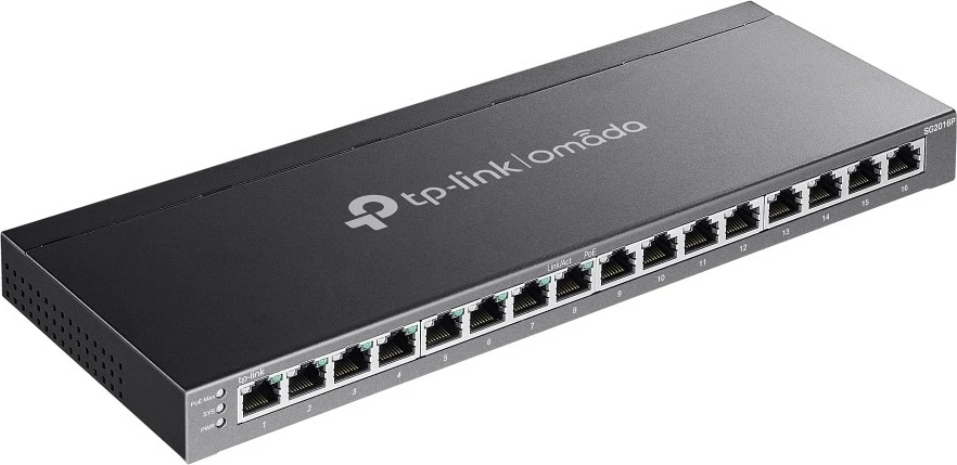 16-portni Gigabitni pametni stikalnik z 8 PoE+ vrati, TP-Link Omada, upravljan, L2/L2+, Gigabit Ethernet (10/100/1000), za montažo v rack