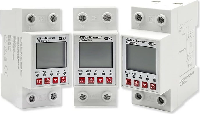 Pametni rele z merilcem energije, Wi-Fi, časovnik Qoltec 50990, bel