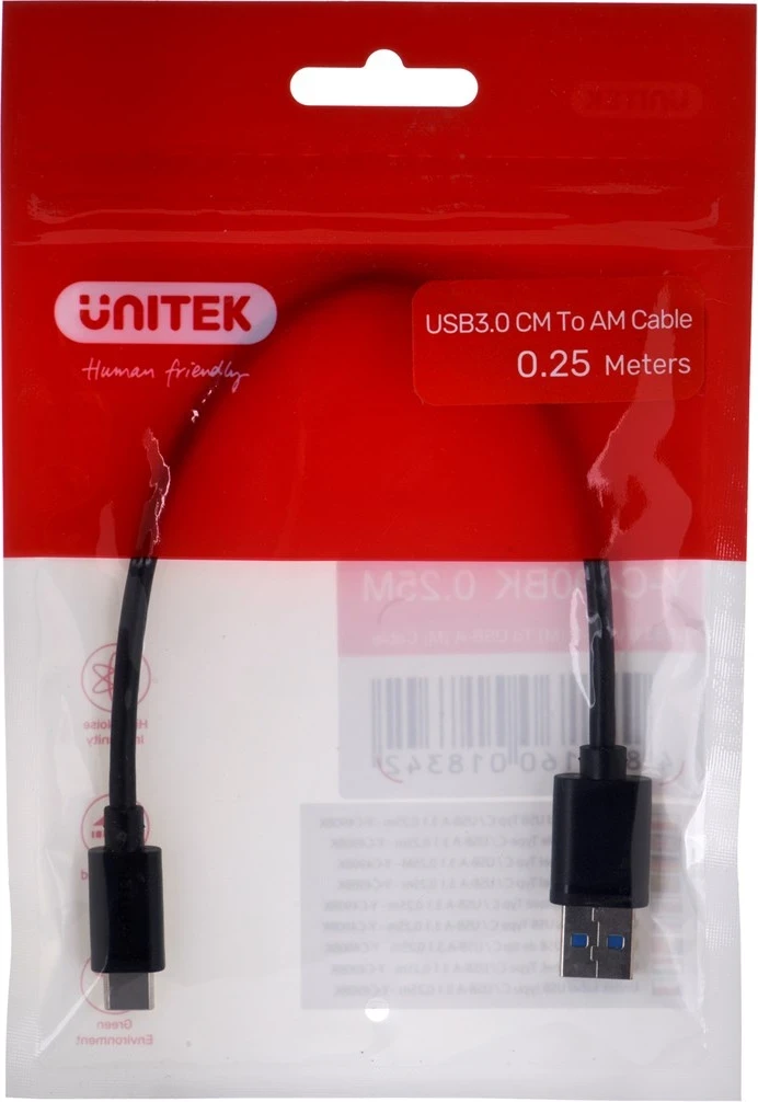 Kablu USB-C na USB-A Unitek, 0,25 m, črn