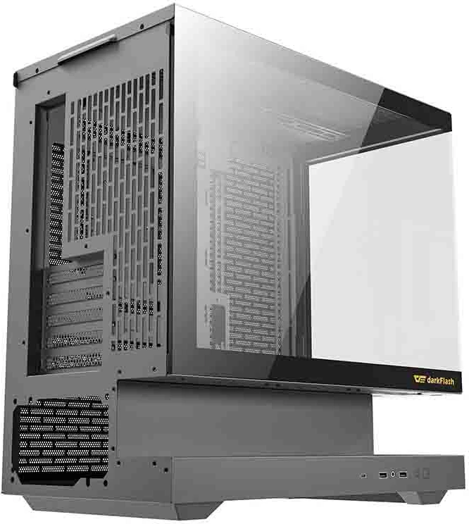 Računalniško ohišje Darkflash F1, midi tower M-ATX/ITX, kaljeno steklo, 6 ventilatorjev ARGB, črno, komplet