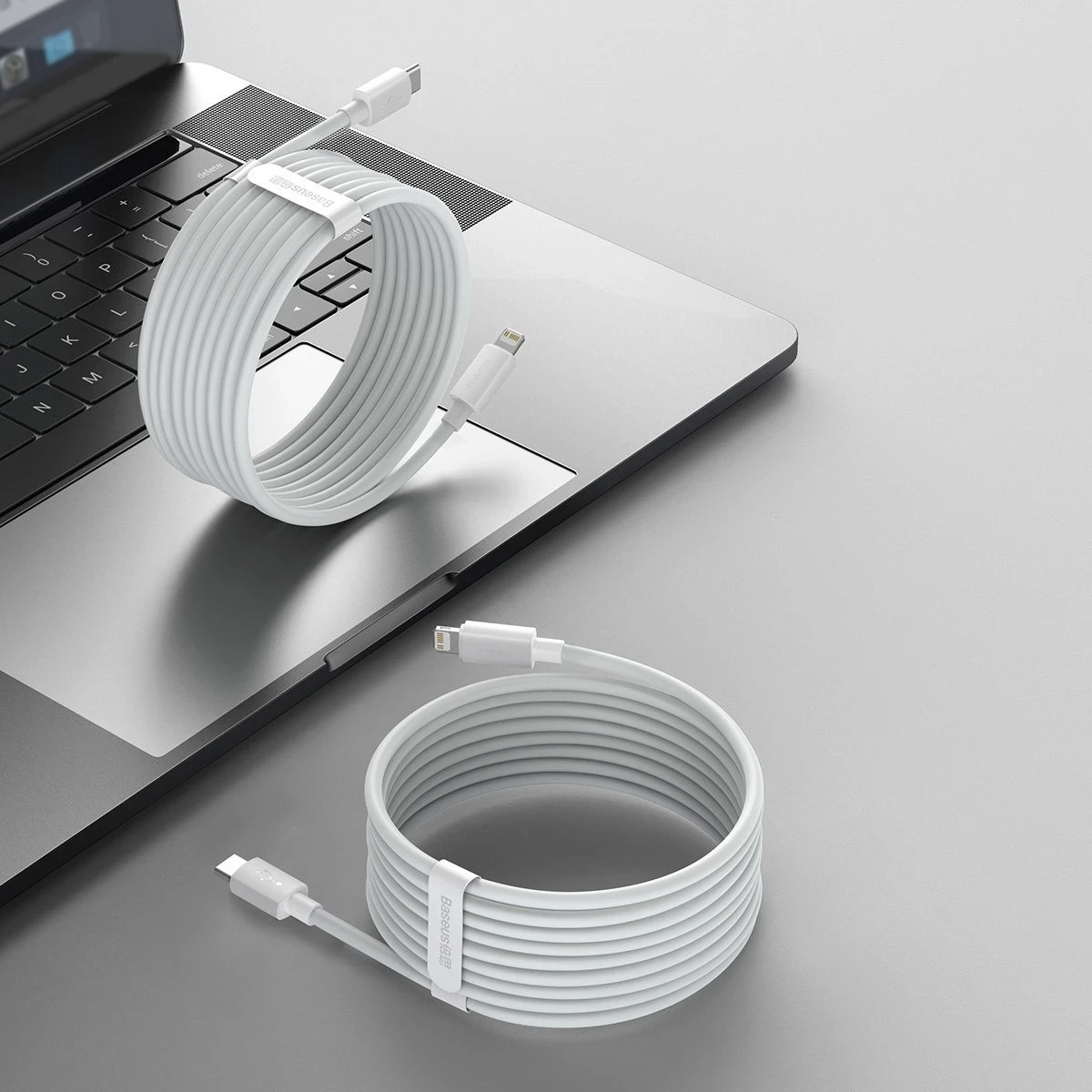Kabel USB-C na Lightning, PD, 20 W, 1,5 m, bel — Baseus Simple Wisdom, 2 kosa