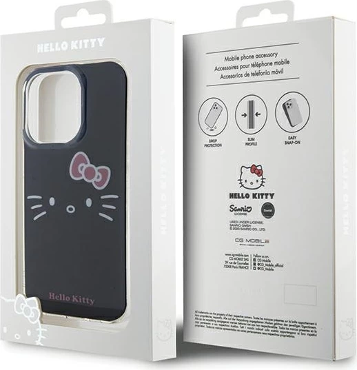Zaščitni ovitek Hello Kitty Kitty Face za iPhone 13 Pro Max, črn