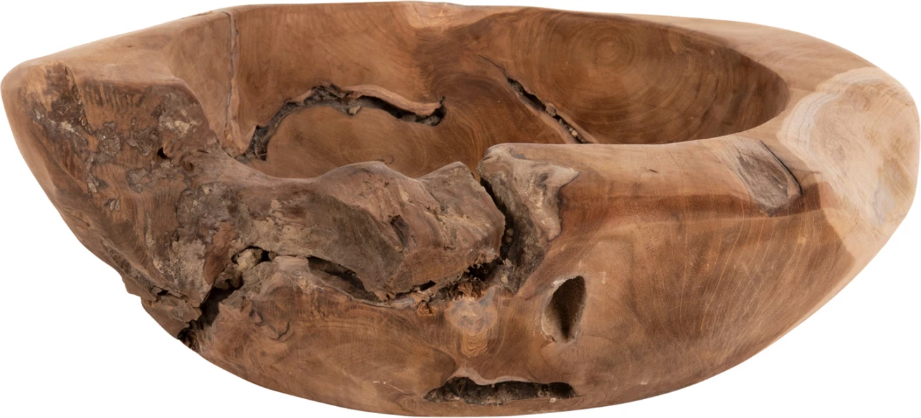 Dekorativna skleda za mizo YOKI FH9629 iz tikovine Φ50x16Hcm