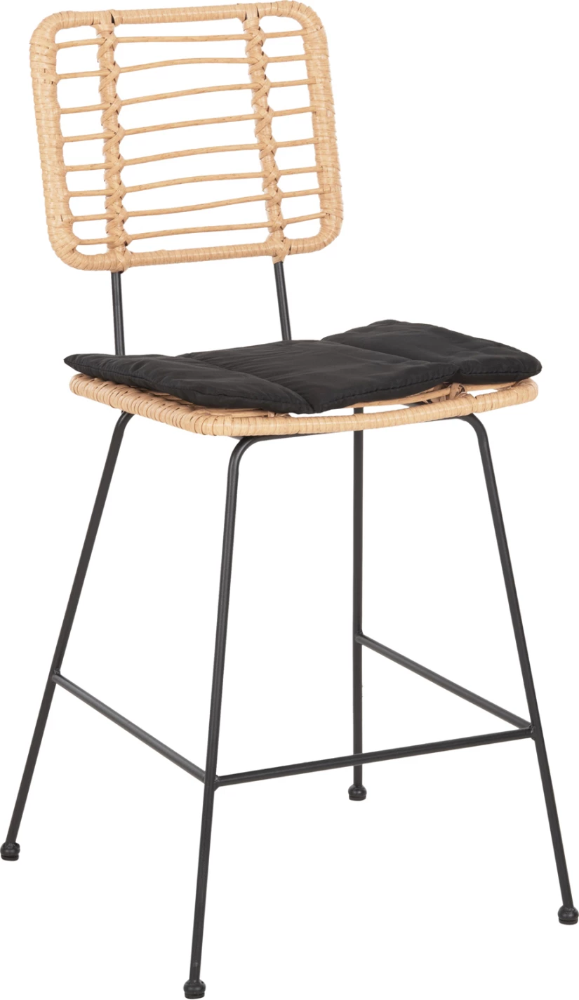 Barski stol srednje višine ALLEGRA FH5644.11 kovina in blazina črna-pletena bež 53x56x107H cm