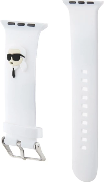 Trak iz silikona z 3D Karl Lagerfeld glavo za Apple Watch, bel