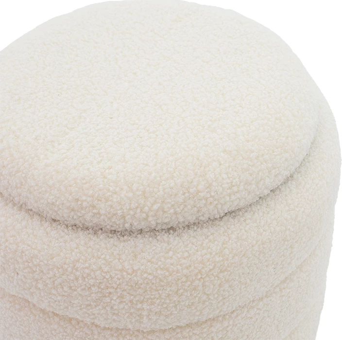 Stol-skrinja Dazzle, boucle, kremno-zlata Ø36×44 cm