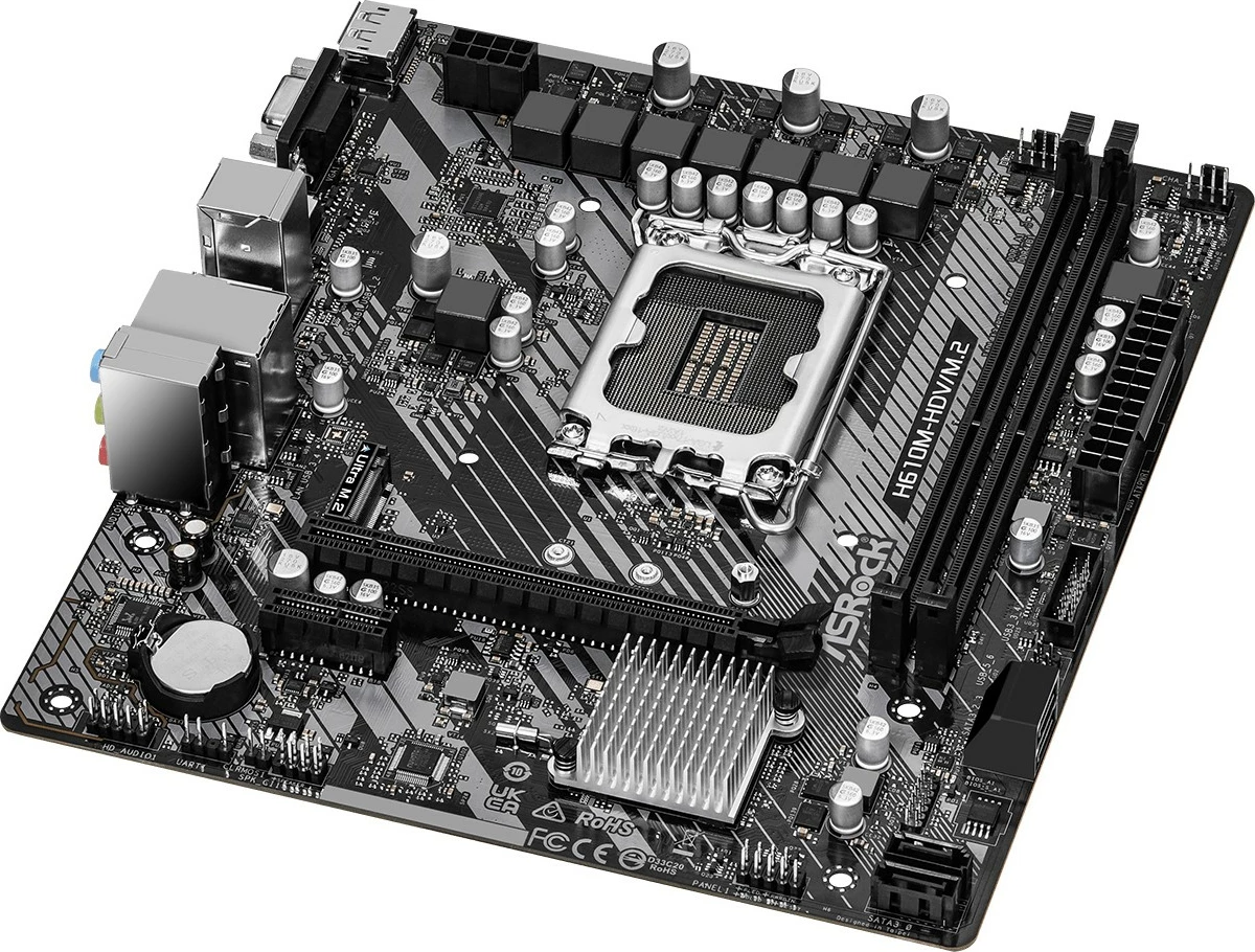 Matična plošča ASRock H610M-HDV/M.2 R2.0, Intel, LGA 1700, DDR4-SDRAM, 64 GB