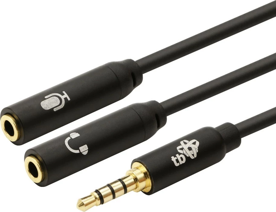 Razdelilni audio kabel TB AKTBXAJ0P2J030B, 3,5 mm moški na 2x 3,5 mm ženski, 30 cm, črn