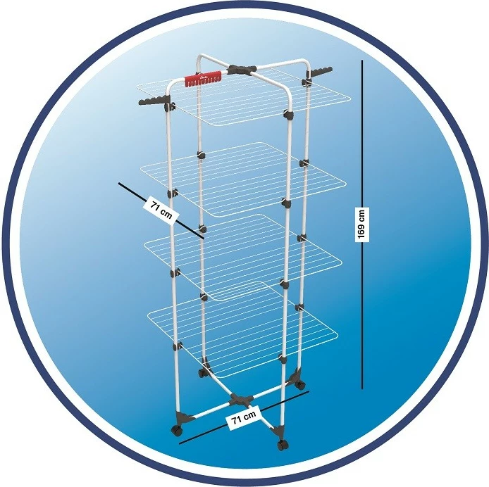 Sušilnik perila Vileda Mixer 4, 4 nivoji, s kolesci, bel/črn