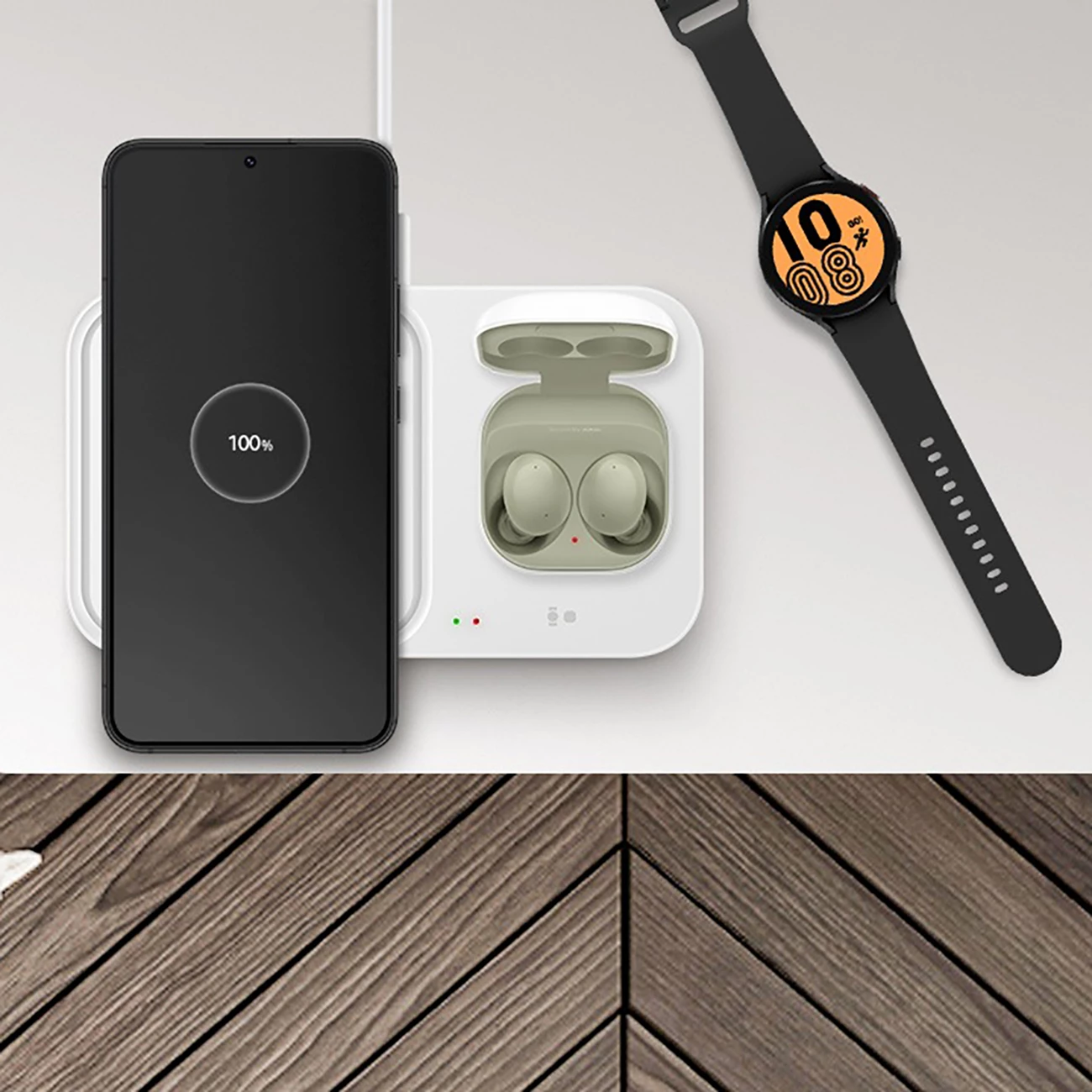 Brezžični polnilec Duo, Samsung Wireless Charger Duo EP-P5400TWEGEU, 15 W, z USB-C kablom, bel, komplet