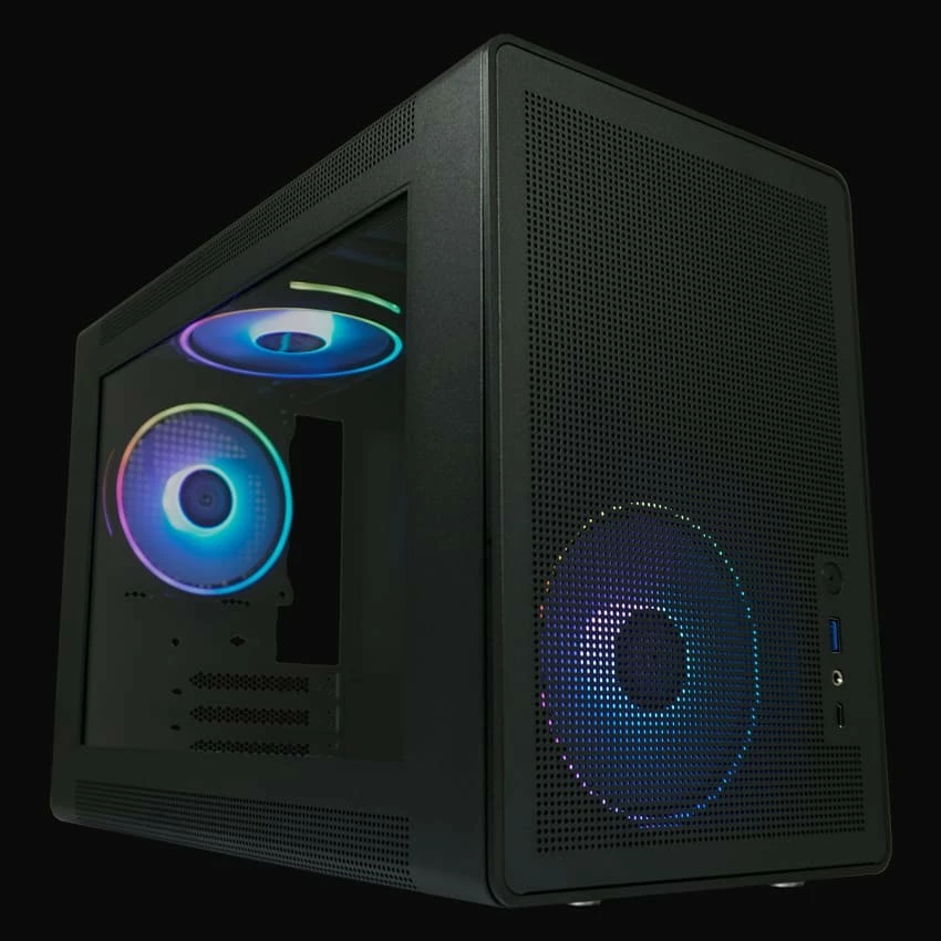 Micro Tower ohišje z kaljenim steklom in RGB, LC-Power LC-716MB-ON, micro ATX/Mini-ITX, črno