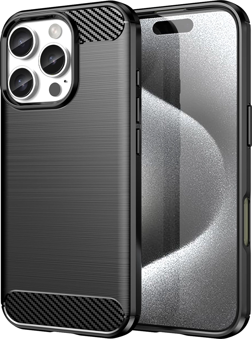 Ovitek Carbon Case za iPhone 16 Pro Max, Hurtel, TPU, črn