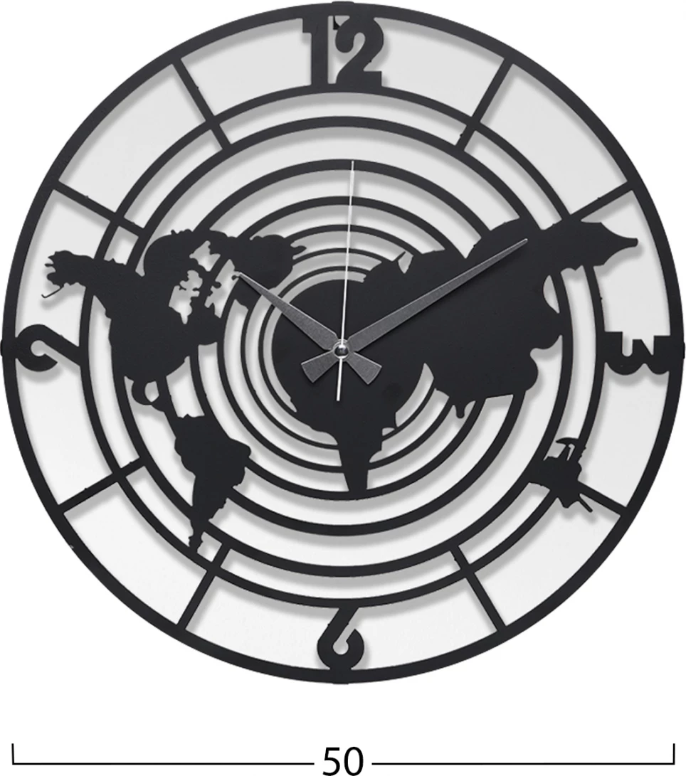 Stenska ura kovinska črna FH7445 Φ50 cm