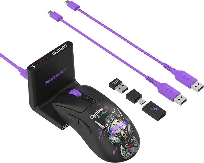 Brezžična igralna miška Bloody R73 ULTRA DUO Cypher Ghost, A4-Tech, RGB, črna