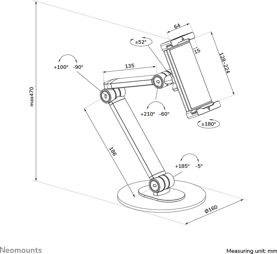 Univerzalni nosilec za tablice in telefone Neomounts DS15-550BL1, za mizo, 4,7–12,9 " , črn