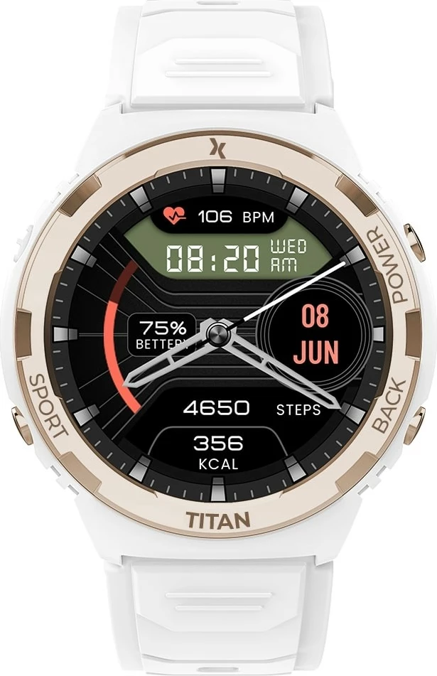 Pametna ura Maxcom FW100 Titan Valkiria, 1,3" AMOLED, Bluetooth, bela