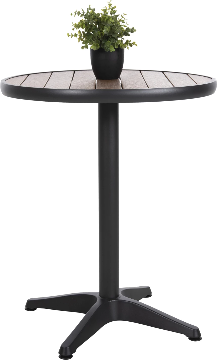 Aluminijasta okrogla miza ALEXA FH6086.01 antracitna-polivud vrh v naravni barvi Φ60x73Hcm