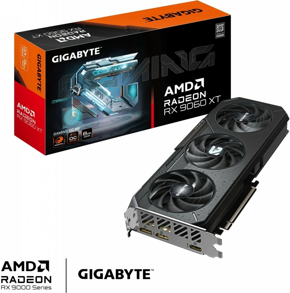 Grafična kartica Gigabyte Radeon RX 9060 XT GAMING OC 8G, 8 GB GDDR6, 3 ventilatorji, PCI-E 5.0