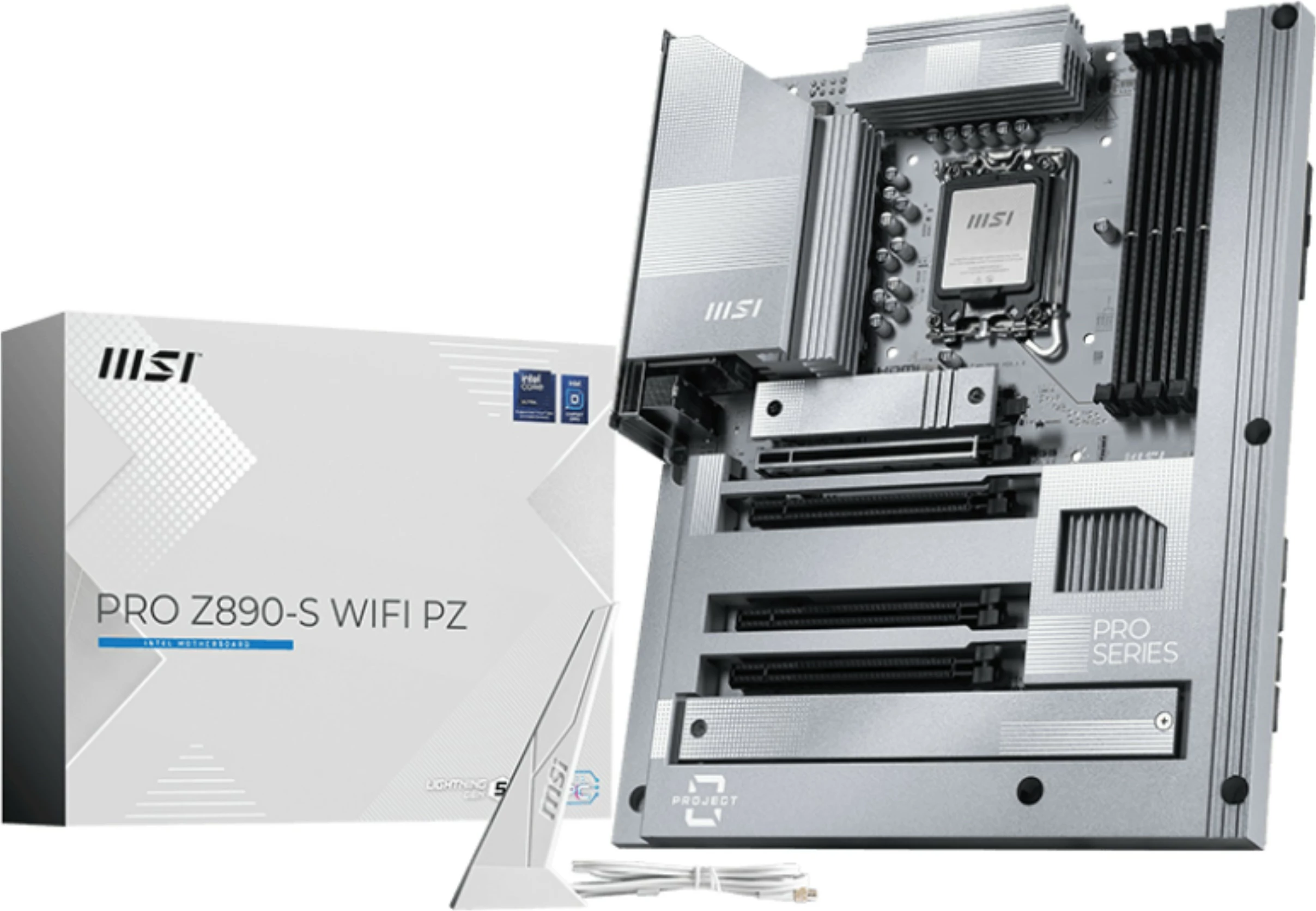 Matična plošča MSI PRO Z890-S WIFI PZ, Intel, LGA 1851, 256 GB, DDR5-SDRAM, srebrna/bela