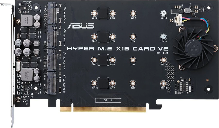 Kartica za razširitev Hyper M.2 X16 V2, ASUS, PCIe 3.0, 128 Gbit/s