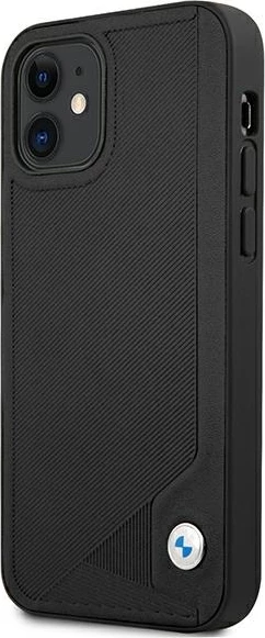 Ovitek Deboss za iPhone 12 mini, umetno usnje, črn BMW