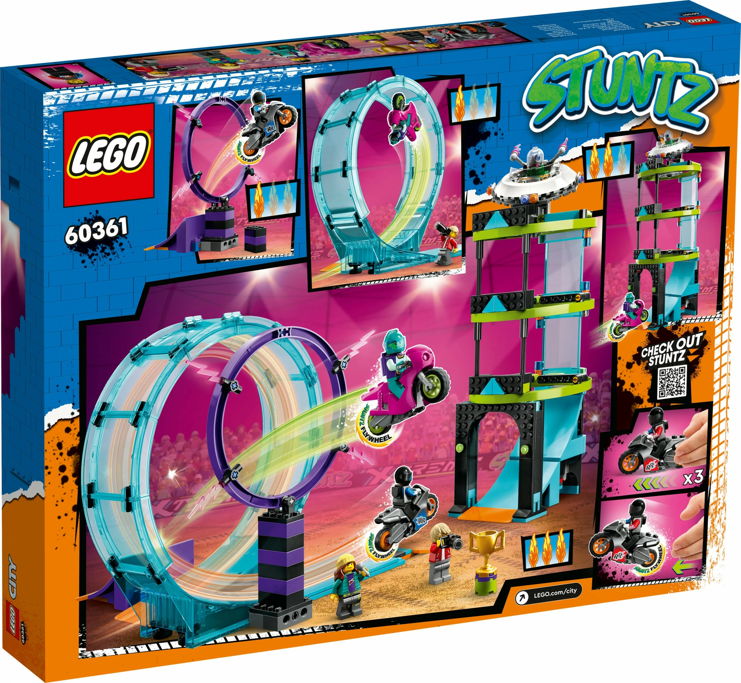 Set gradnje Ultimate Stunt Riders Challenge, LEGO City, 385 kosov, večbarven