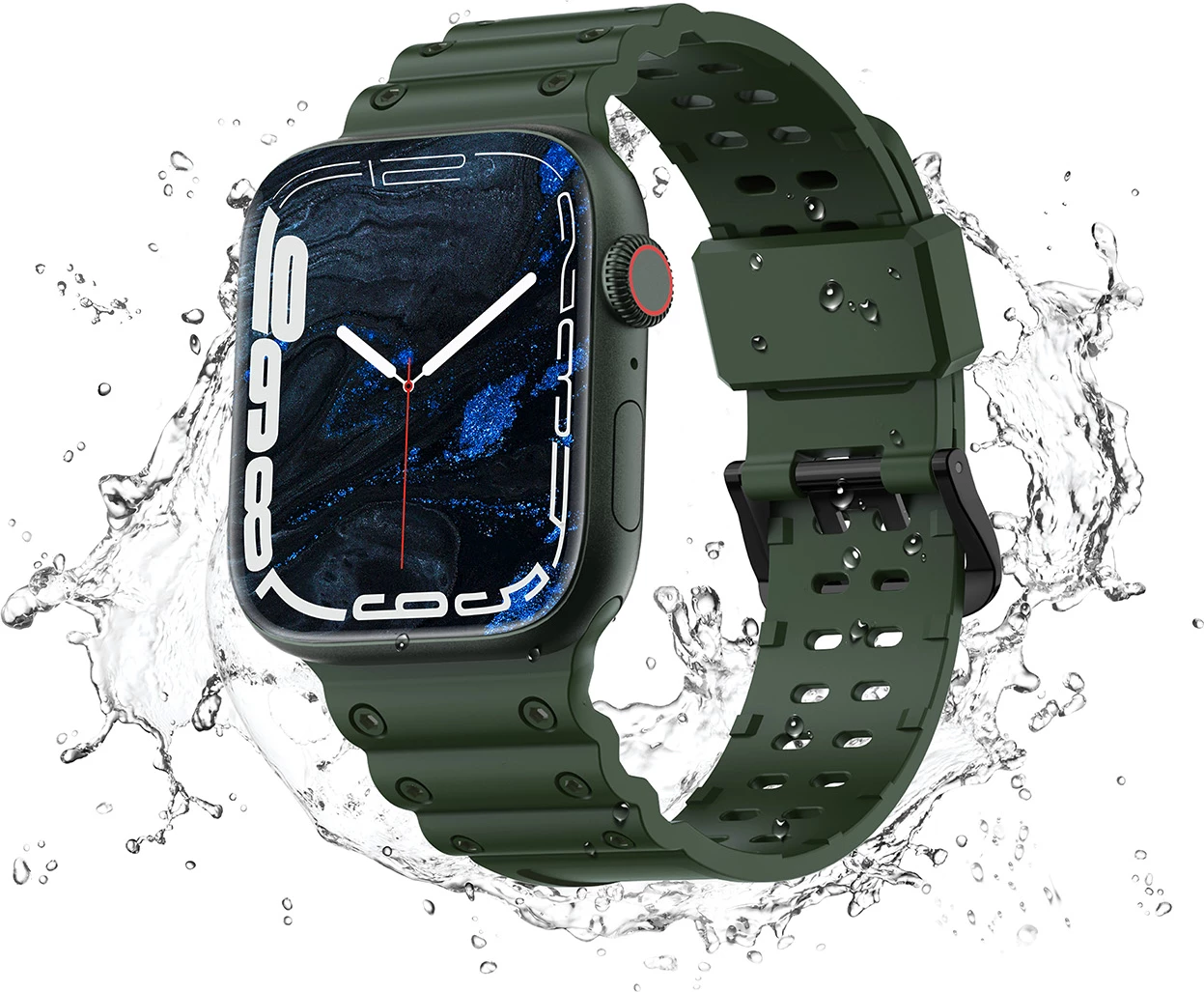 Trak z trojno zaščito za Apple Watch Hurtel Strap, TPU, za serije 1–9 in SE (38/40/41 mm), zelen