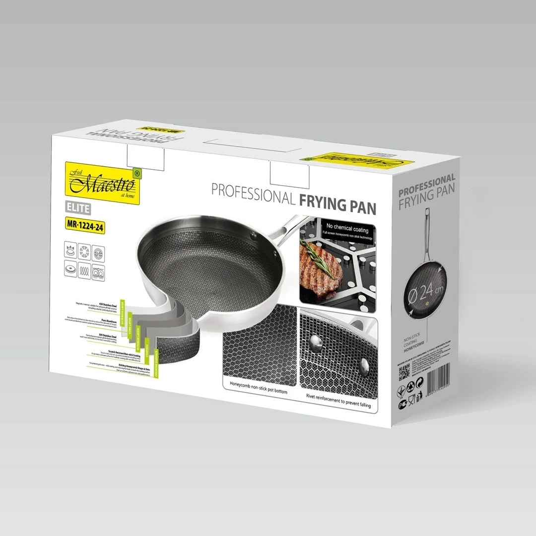 Profesionalna ponev Maestro MR-1224-28, 28 cm, srebrna