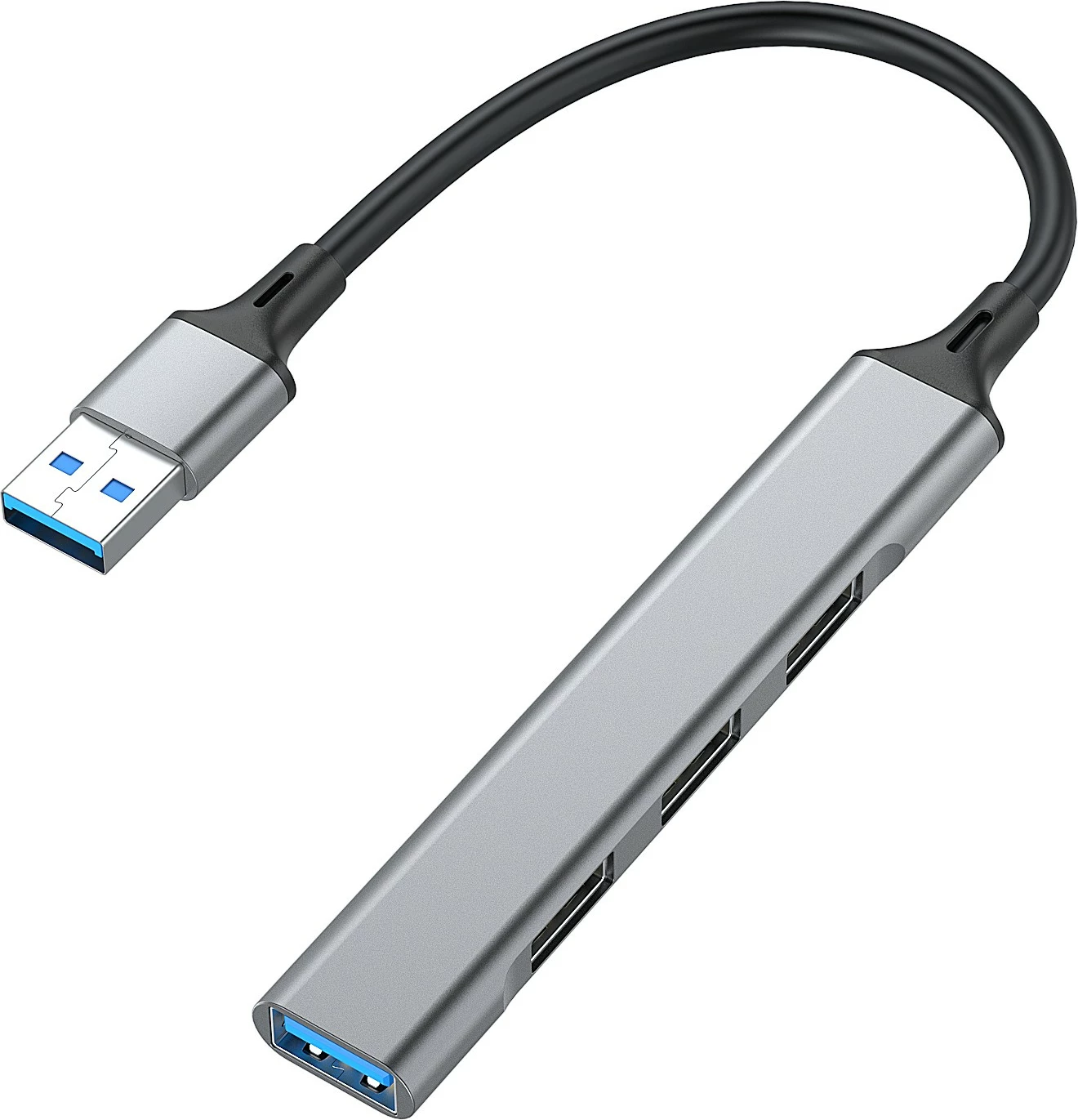 USB razdelilec 4 vhodi, 4-portni USB hub Equip, USB 3.0/2.0, aluminij, 0,15 m, črn, sivi