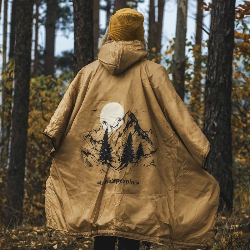 Pončo z ogrevalnim panelom Offlander, rjav