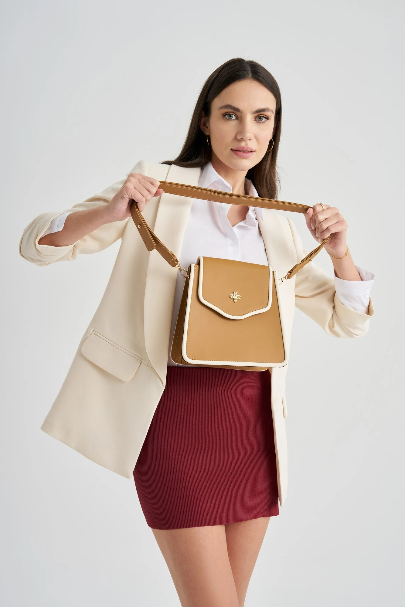 Torbica za ramo Lucky Bees 1248, camel-krem