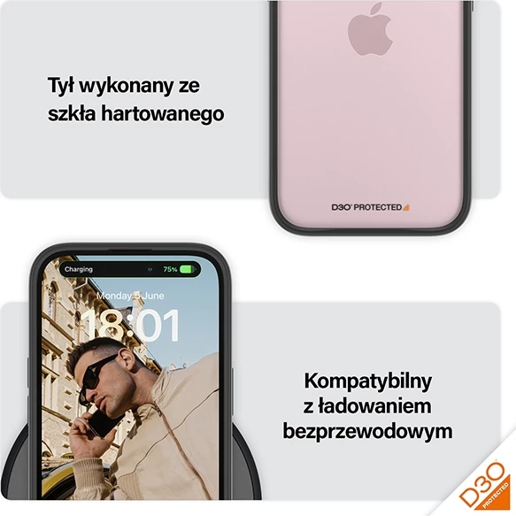 Ovitek za telefon PanzerGlass ClearCase za iPhone 15, prozoren in črn