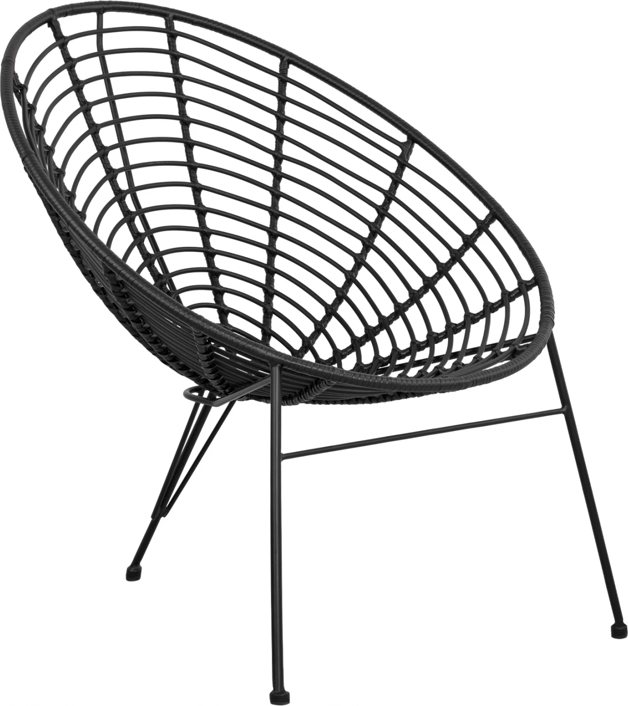 FH5458.02 Naslanjač Allegra, gnezdo tip kovinski, pleten v črni barvi 73x83x86 cm