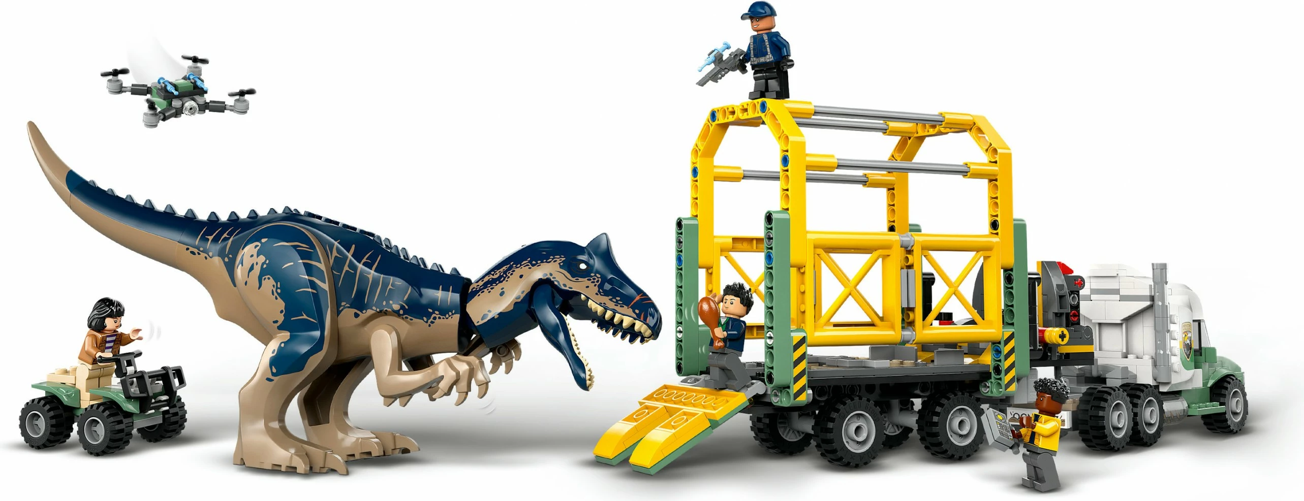 Set za gradnjo Allosaurus Transporter LEGO Jurassic World 76966, 588 kosov, večbarven