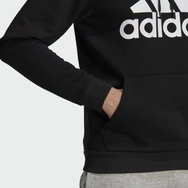Duks s kapuco, adidas, moški, črn z belim logotipom