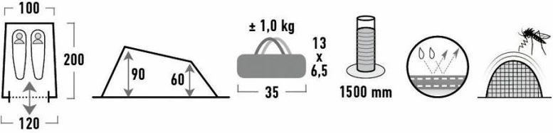 Šotor za kampiranje High Peak Minilite za 2 osebi