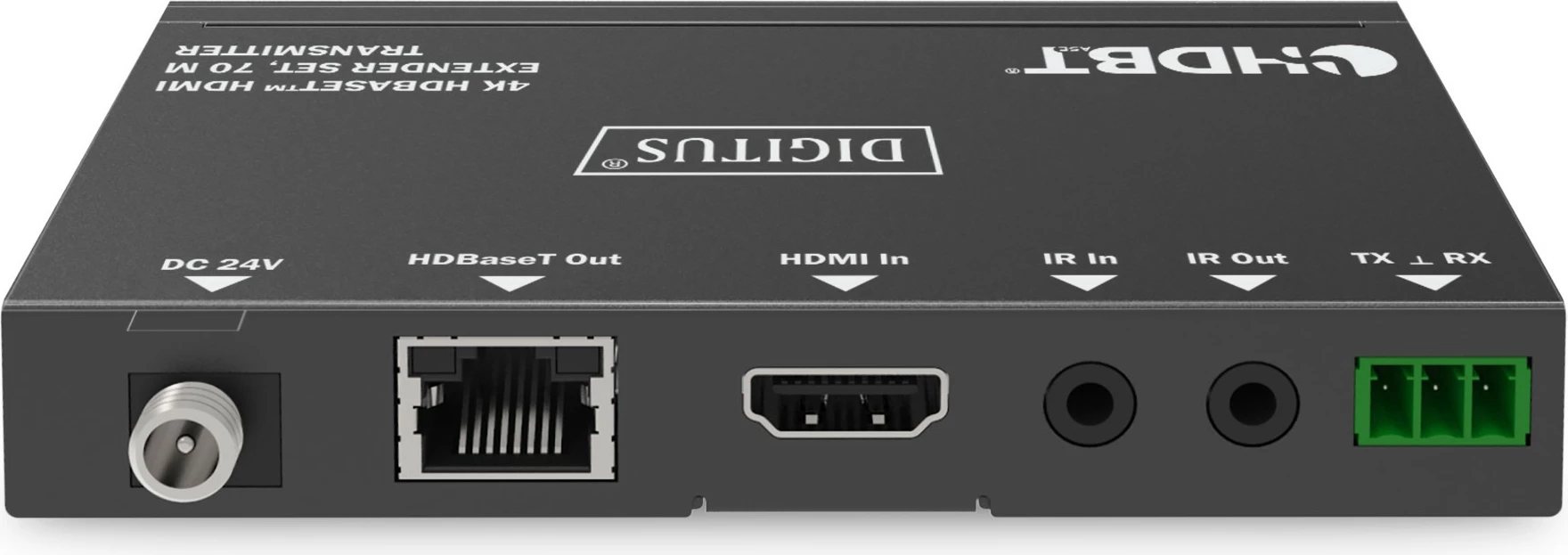 HDMI extender 4K HDBaseT, 70 m, oddajnik in sprejemnik Digitus, črn