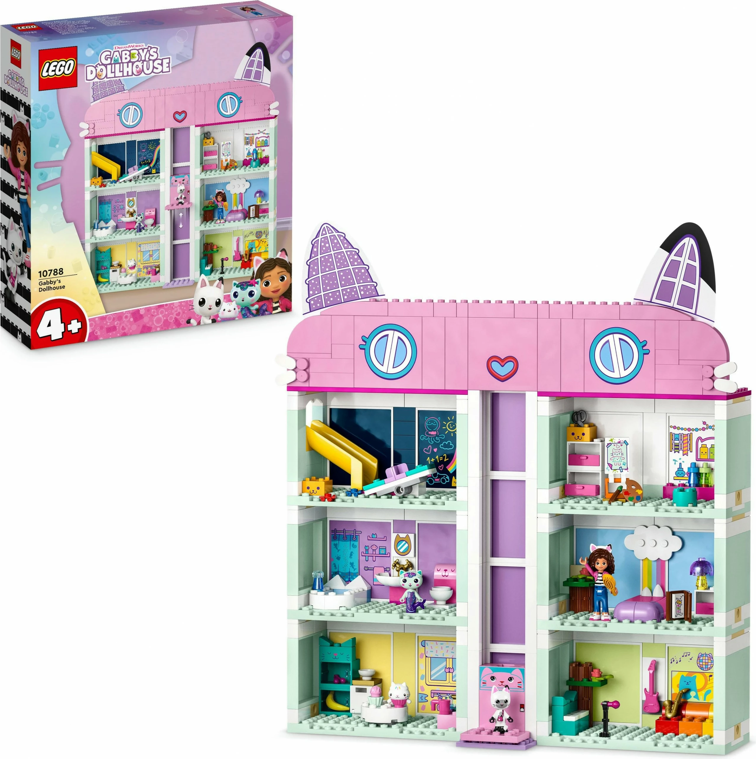 Igralni set Gabby's Dollhouse LEGO 10788, 498 delov, večbarven