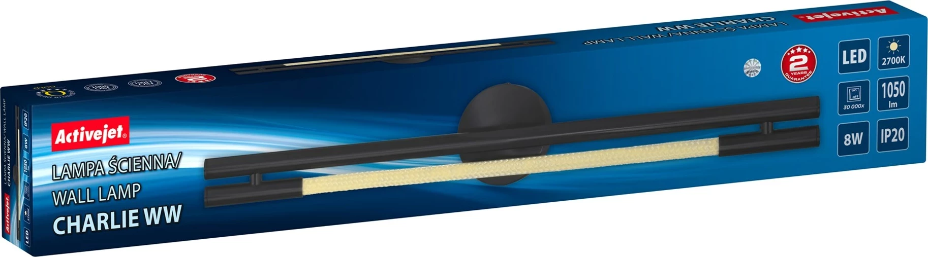 LED stenska svetilka, Activejet AJE-CHARLIE WW, črna