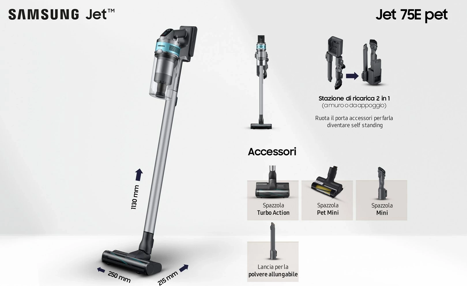 Ročni sesalnik Samsung VS20B75AGR1, črn in mint