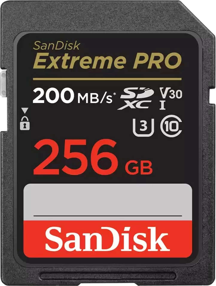 Kartica pomnilnika SanDisk Extreme PRO, 256 GB, SDXC, Class 10, UHS-I, 200 MB/s, 90 MB/s, črna