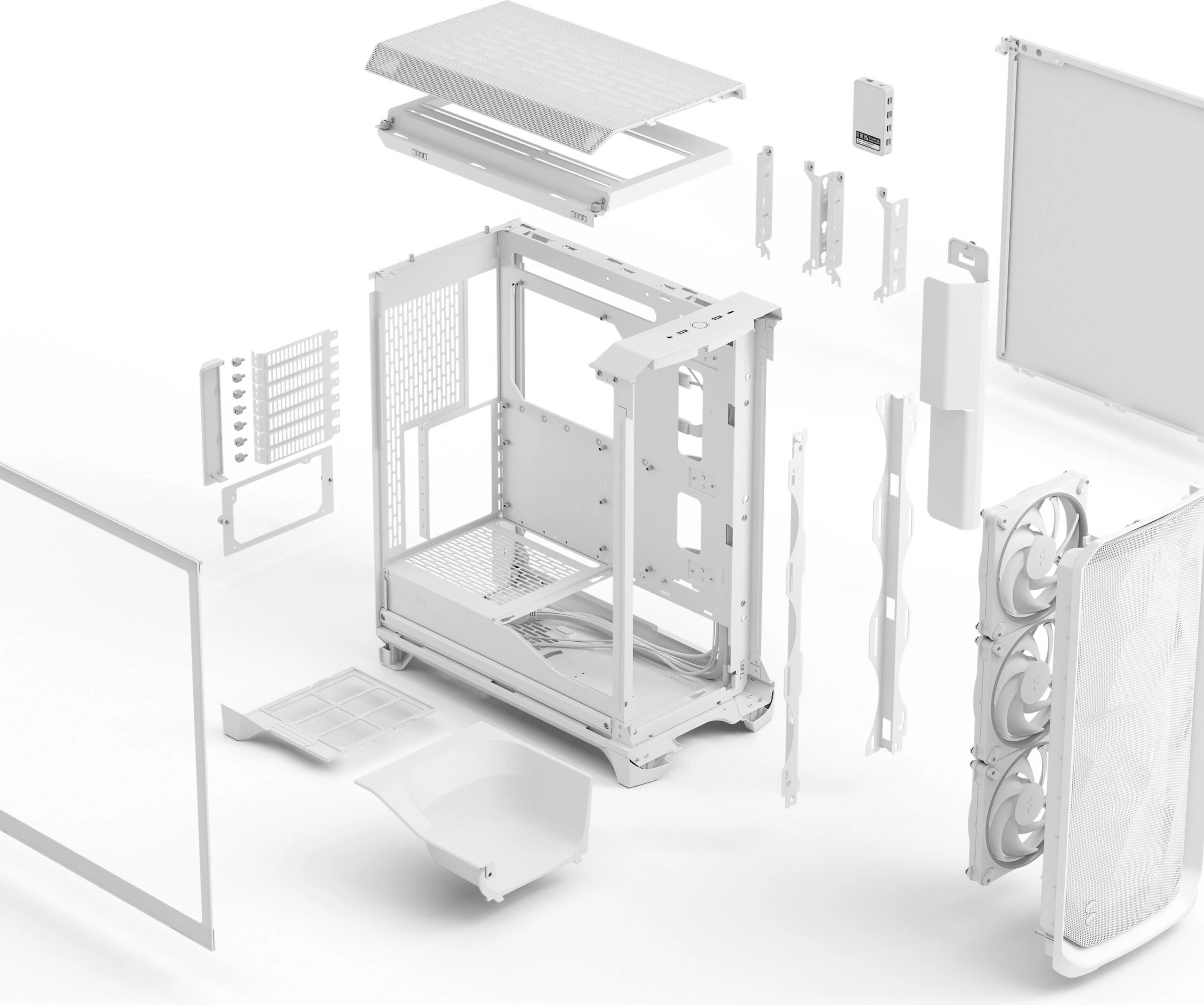 Kompjuterska ohišja Meshify 3 Ambience Pro RGB, Fractal Design, midi tower, kaljeno steklo, bela